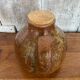 Antique brown beige pyrite stoneware teapot + vintage cork stopper