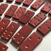 Red wooden dominoes game from the 50s old toy