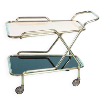 Vintage brass service trolley from the 1960s, Midcentury brass bar trolley.