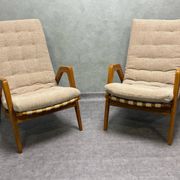 Pair of armchairs by Jan Vaněk, 1940s, fully restored, Czechoslovakia