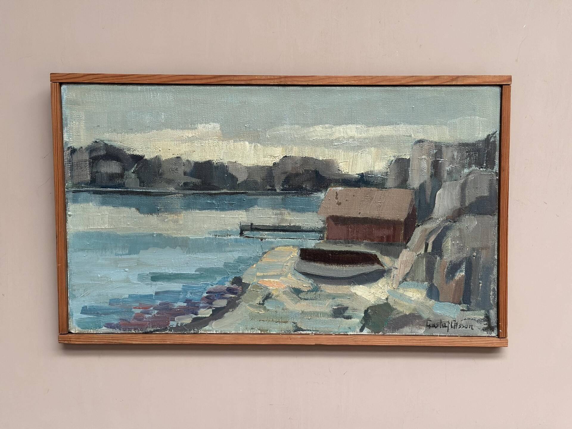 Original Swedish Oil On Canvas – “Seascape” By Gustaf Olsson – Signed – Vintage & Framed – 50 × 30 Cm (19.7" × 11.8")