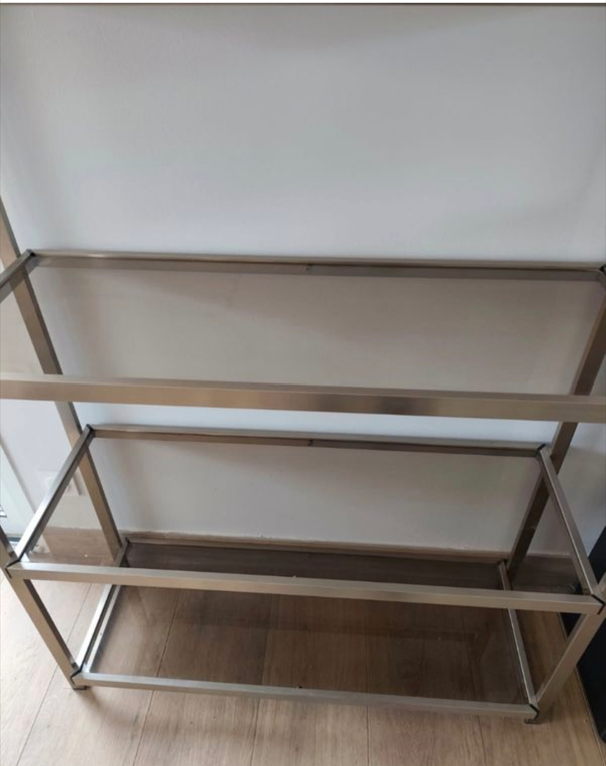 Étagère vintage chrome et verre fumé années 70