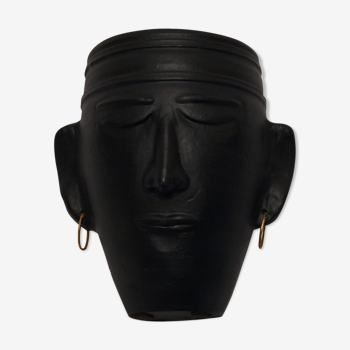Anthropmorphic ceramic vase in the shape of a face