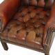 Antique Chesterfield armchair Brown leather wingback chair