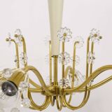 Unusual brass and crystal chandelier by Emil Stejnar, Rupert Nikoll, Austria, 1950s.