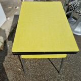 Yellow formica table and 2 extensions 1965