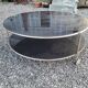 Round coffee table top in black glass