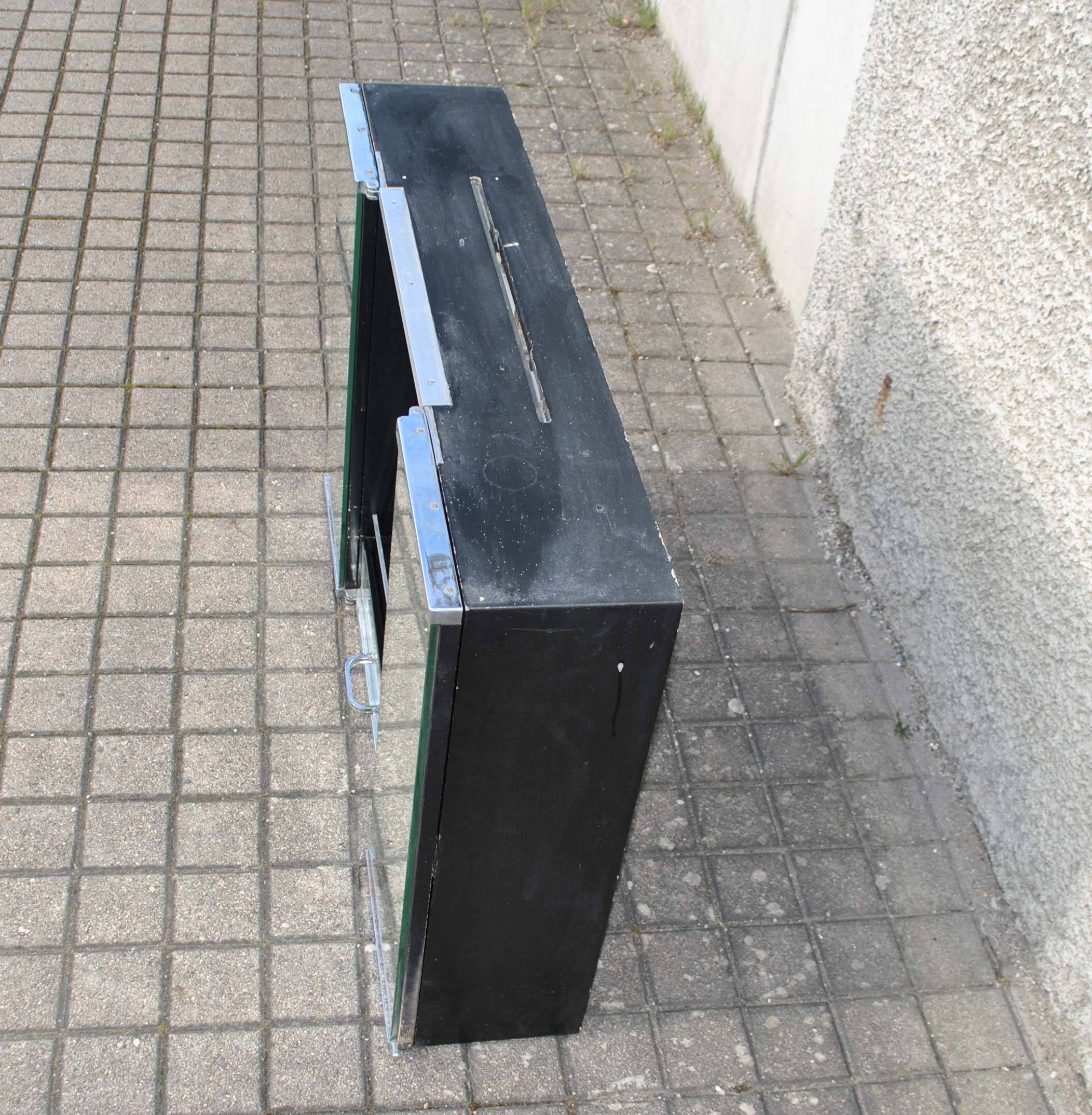 Vintage mirror cabinet in wood and chrome metal - backlit dressing table shelf 1950-1960