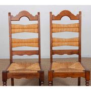 Set of 6 rush-seated chairs in solid oak, 1940.