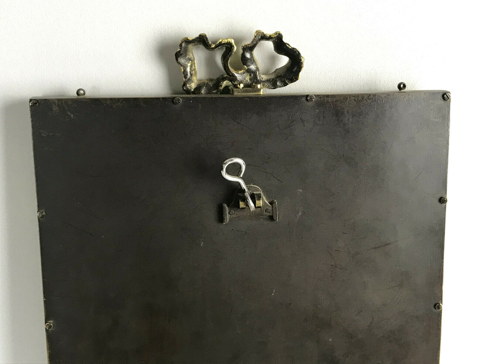 Old gilded bronze mirror in Louis XVI style with beveled mirror 37x23,5cm