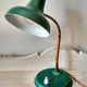 50's 50's green metal articulated desk lamp and golden flexible foot