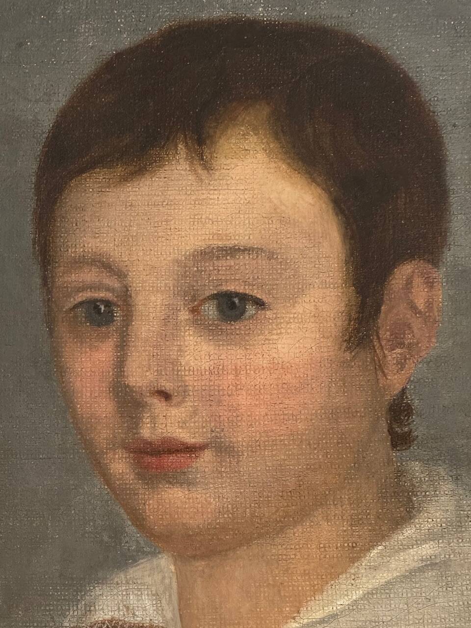 Old painting, portrait of a young boy 19th century