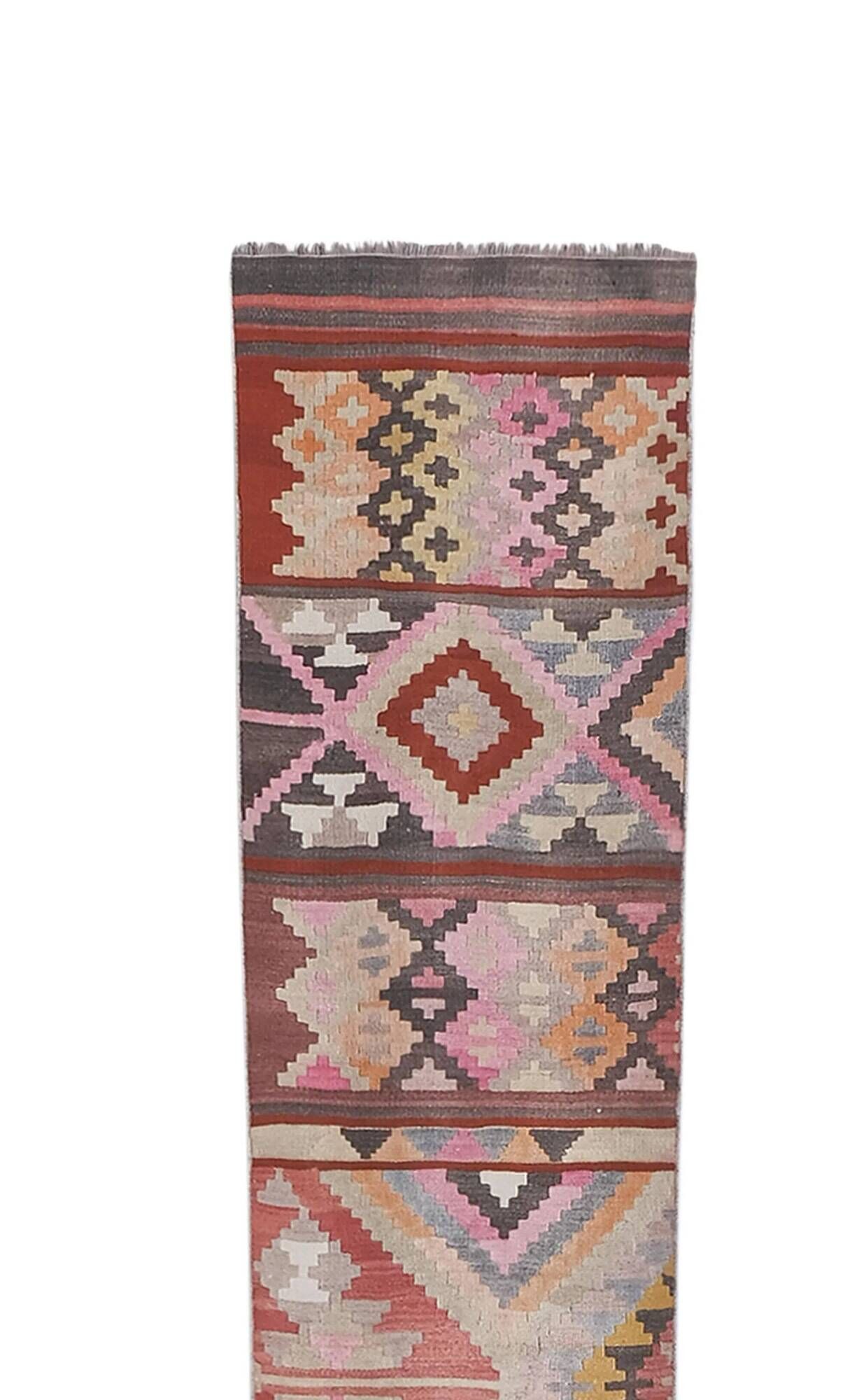 Vintage Turkish hallway rug 77x667 cm