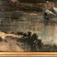 Oil on canvas, "Riverside at sunrise" signed J.Bain