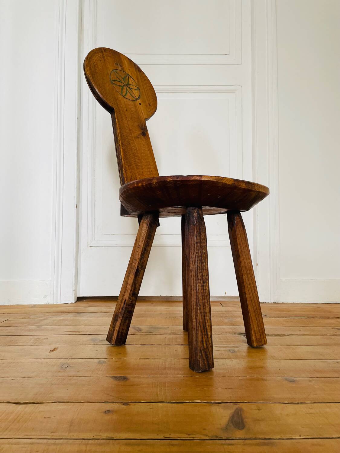 Antique brutalist chair in pine and oak