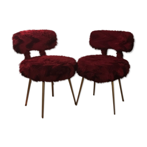 Fauteuils moumoute bordeaux