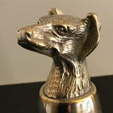 Calice or silver metal glass with dog's head 19th century