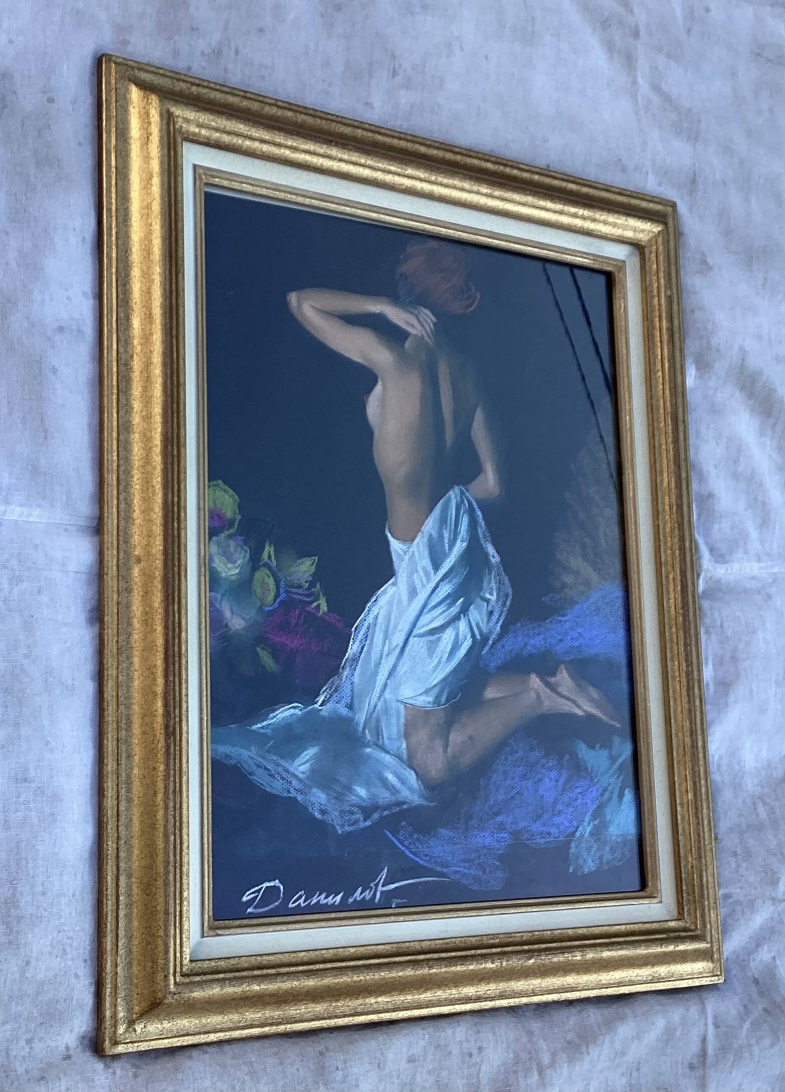 Signed pastel painting on paper < Young woman > dimensions: height -63 cm - width - 51 cm -