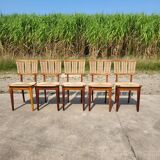 Set 6 vintage Dutch Design chair Mart Stam a2-1 wood rush rustic 1947