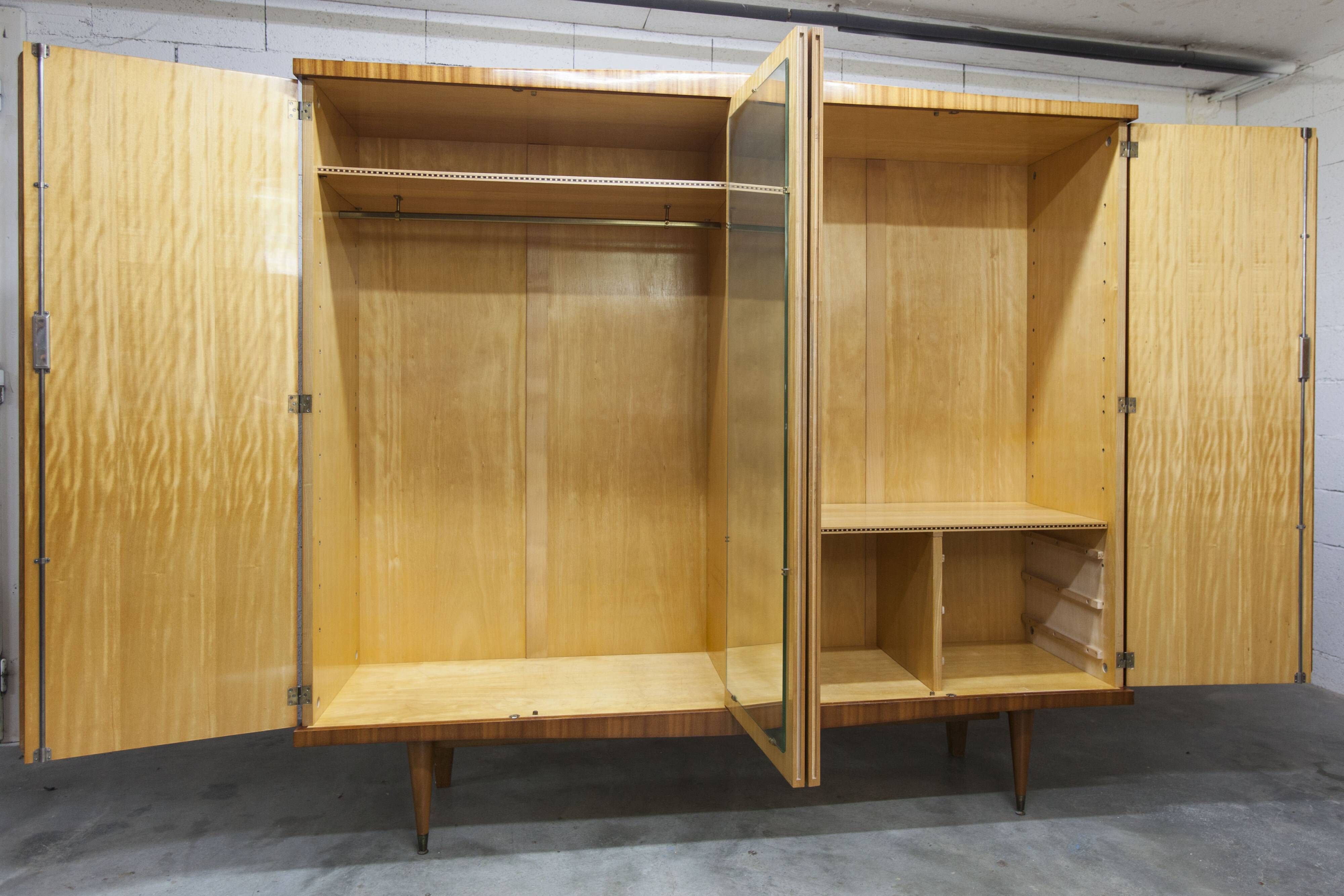 1960 Scandinavian wardrobe, atypical blond wood varnished, 4 doors 3