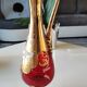 Vase/Ewer in blown Murano Art Glass/Trefuochi model, in ruby red & gold colours