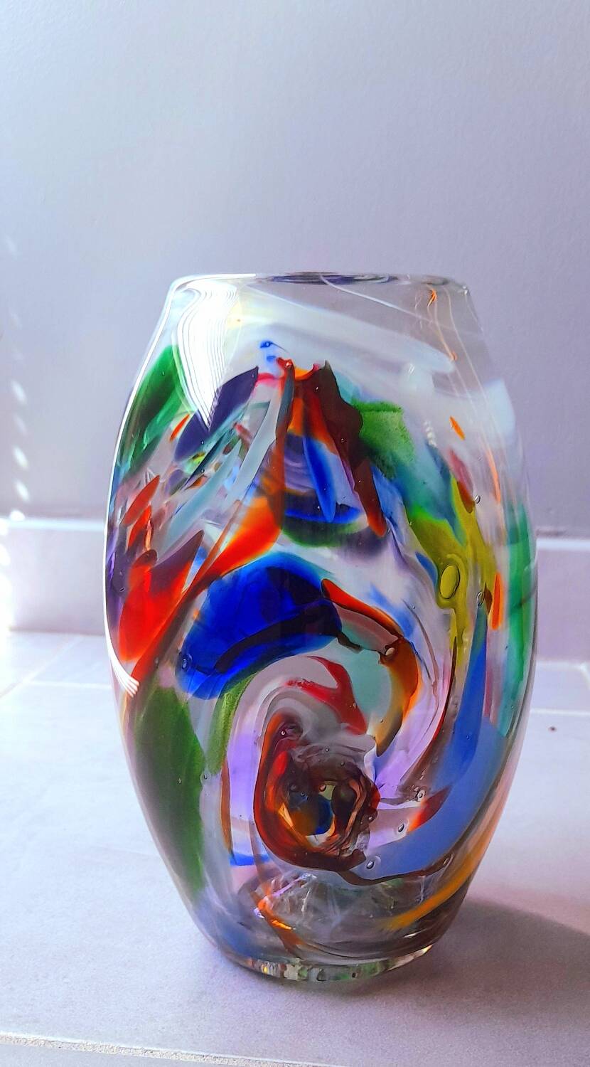 Multicolored Murano glass vase