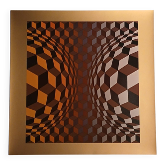 Plate by Victor Vasarely – "Universal Structure of the Hexagon" – Op A