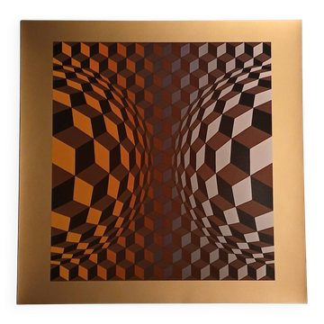 Plate by Victor Vasarely – "Universal Structure of the Hexagon" – Op A
