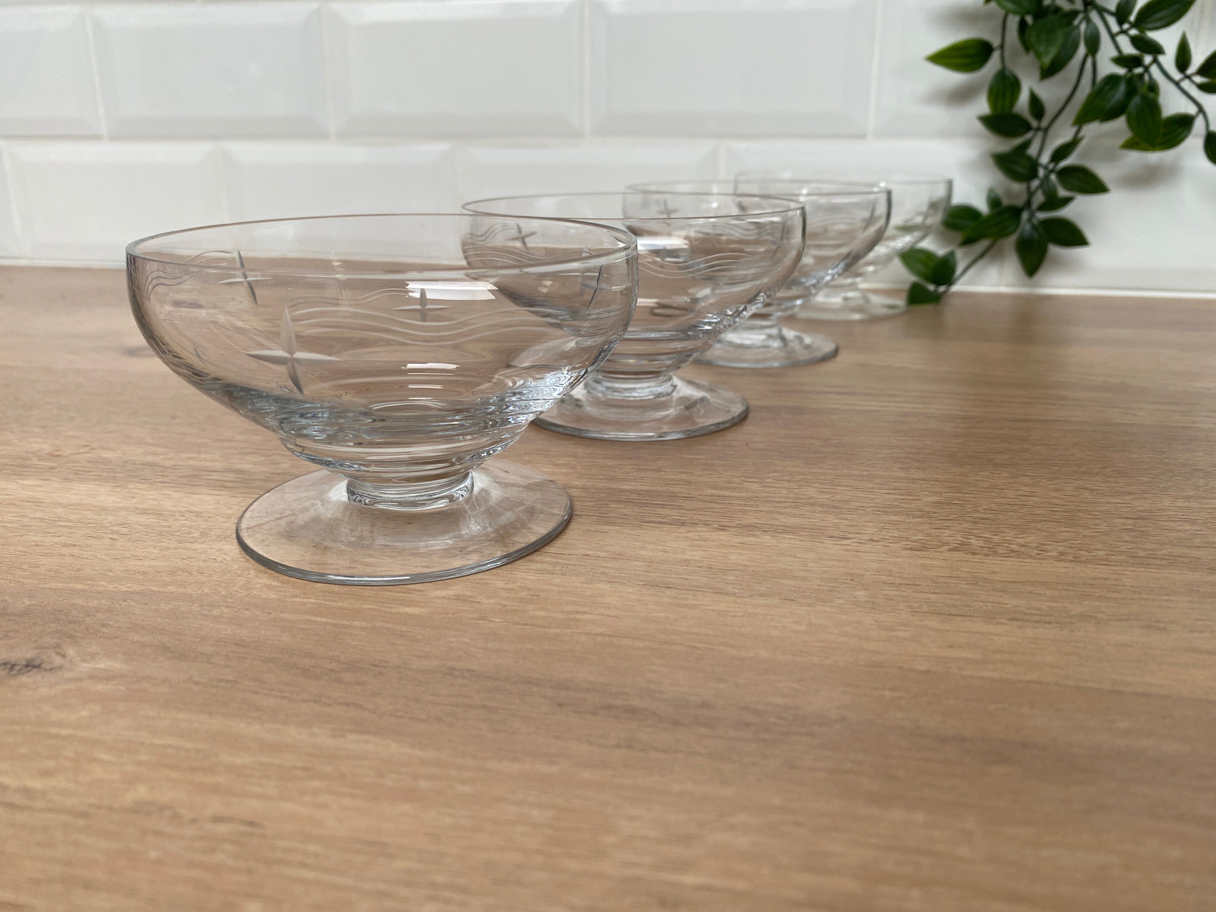 Set of 4 cut glass cups