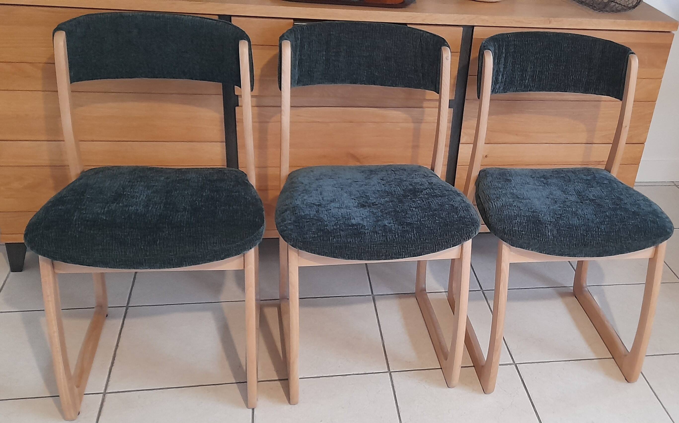 Set of 3 1970s sled chairs by the brand SELF.