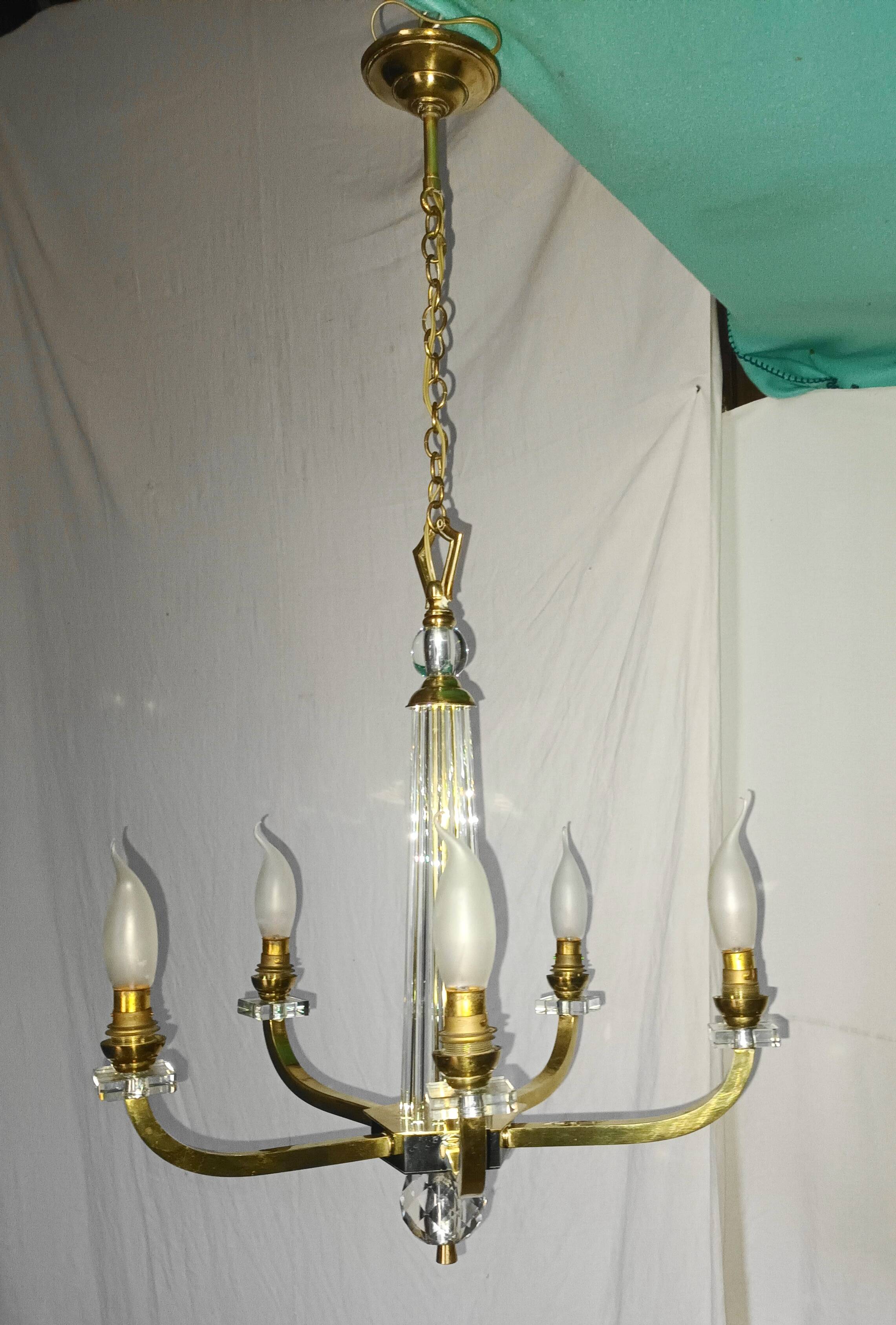 Art Deco chandelier attributed to Jacques Adnet, 1950s/60s.