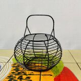 Vintage black metal egg basket