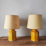 Pair of yellow ceramic lamps, 1980