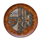 Roland zobel "the cyclade" ceramic plate enamelled fish