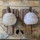 Paire vintage Art Deco wall sconces in pink glass.