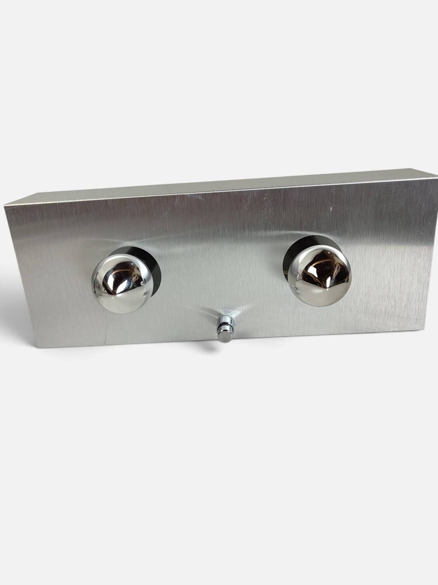 Pair of Space Age wall sconces in brushed aluminium – 1970s/80s