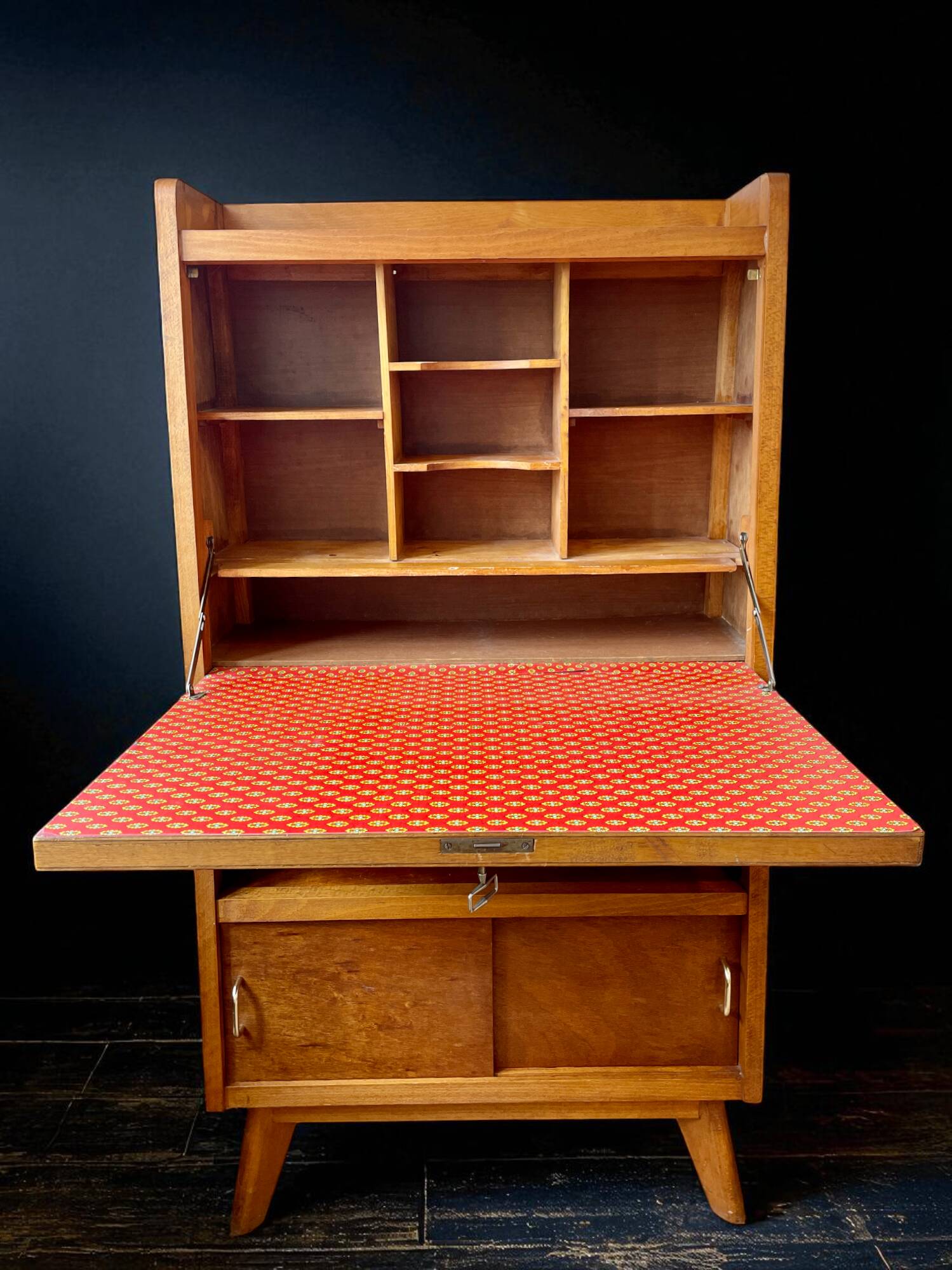 Secrétaire vintage pieds compas en bois
