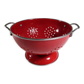Colander on foot in red enamelled metal