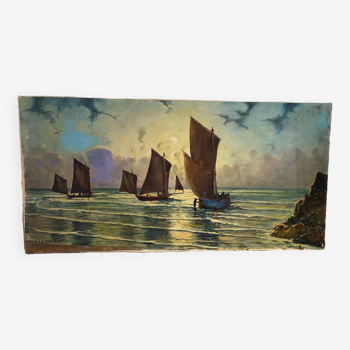 Landscape of sailboats at sea