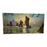 Paysage de voiliers en mer