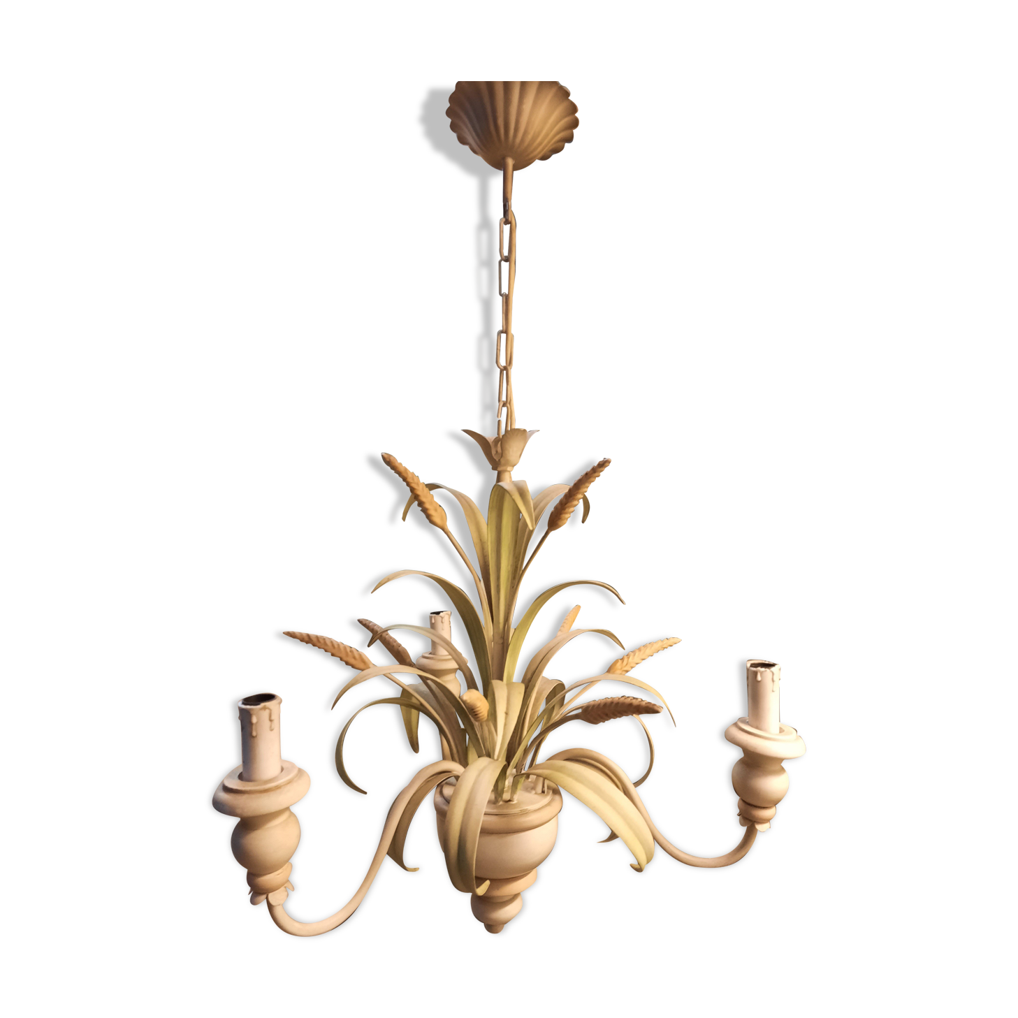 3-light metal vegetal pattern chandelier