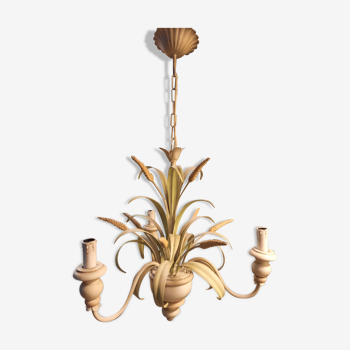 3-light metal vegetal pattern chandelier