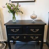 Stamped black Louis XV chest of drawers