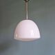 Art Deco pendant light in white opaline glass with chrome frame, 1920-30