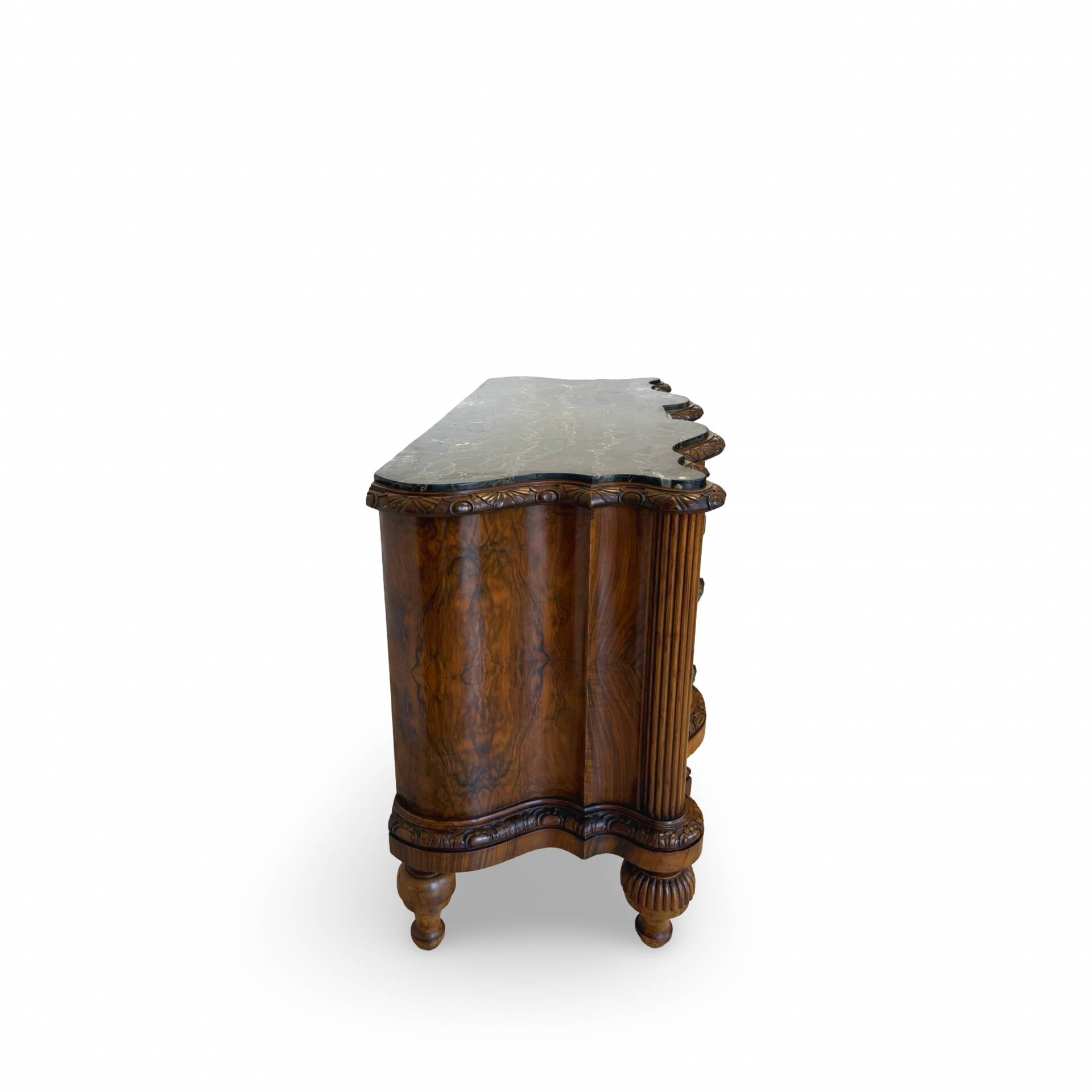 antique walnut serpentine commode