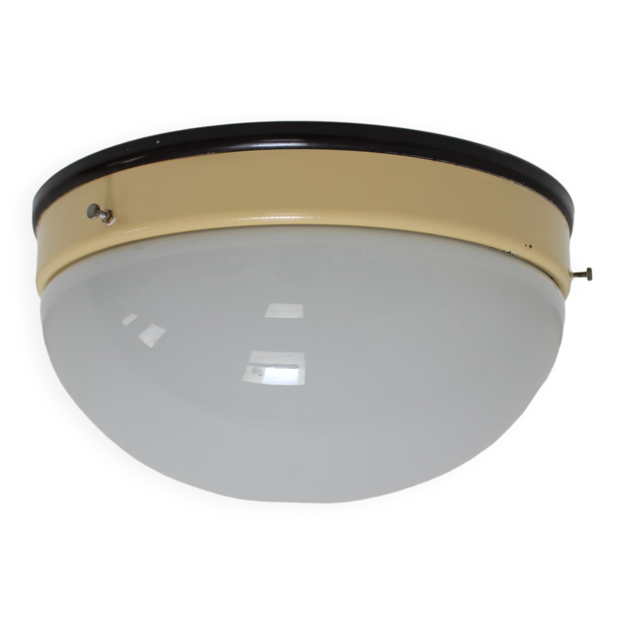 Midcentury Glass Ceiling Lamp, Flush Mount or Wall Lamp, 1960s