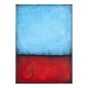 Blue and Red original minimalist abstract modern painting, stretched canvas