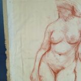 Drawing sanguine study nude female 67/50cm 1950