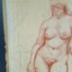 Drawing sanguine study nude female 67/50cm 1950