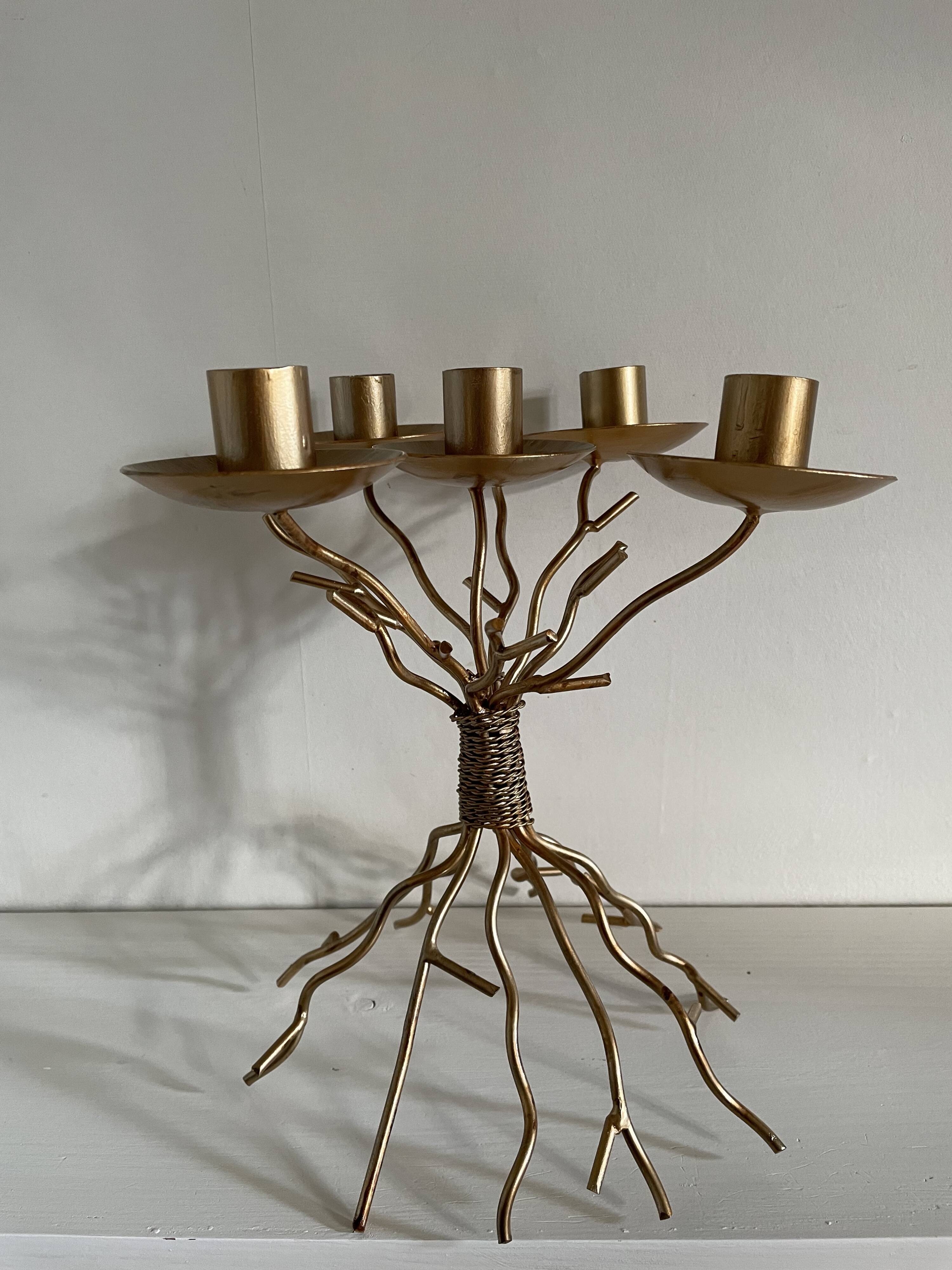 Golden candle holder